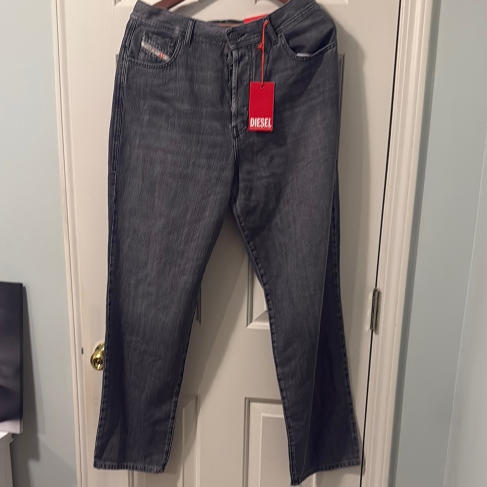 Diesel Straight Leg Jeans in Grayish-Blue Denim